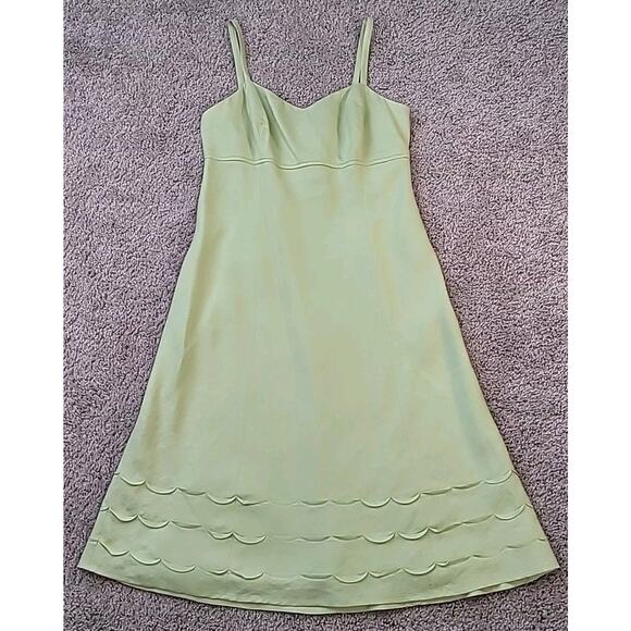 Ann Taylor Loft Linen Summer Dress Lime Green Size 0 Spaghetti Strap EUC - Picture 1 of 7